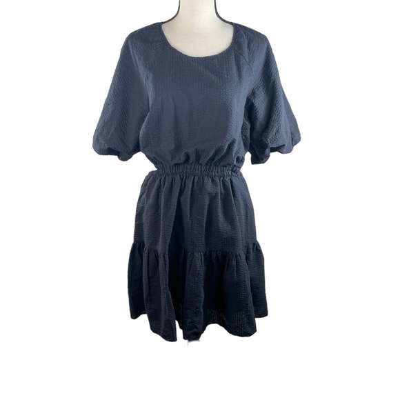Madewell Dresses & Skirts - Madewell Puff Sleeve Open Back Button Back Dress Midi  Boho Minimalist NWT XL